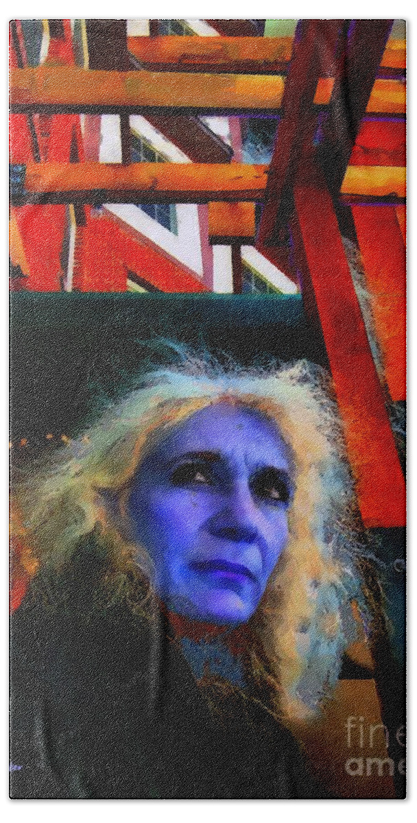 Woman Bath Towel featuring the painting Witch on the Run by RC DeWinter