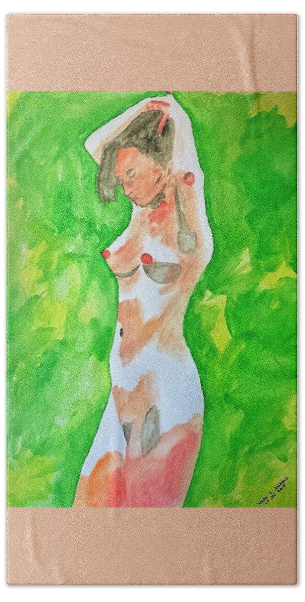 Woman In Green Bath Towel featuring the painting Woman in Green by Mark C Jackson