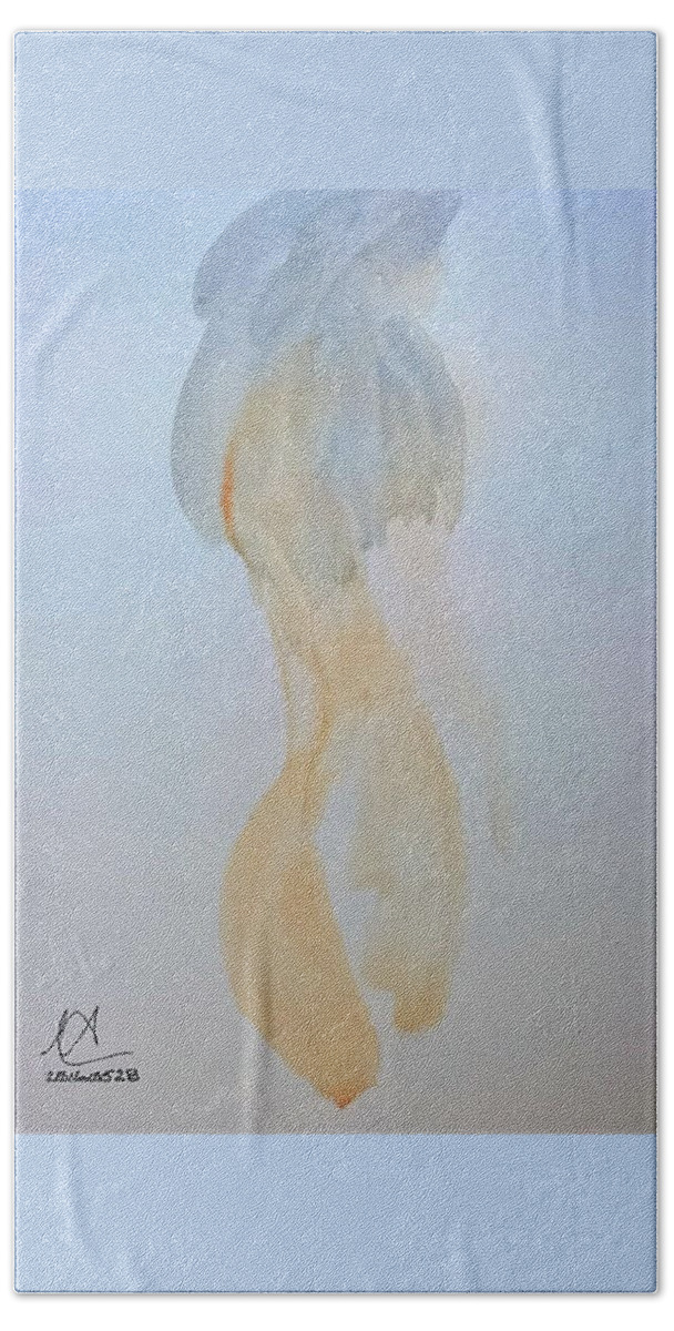 Watercolors Bath Towel featuring the painting Woman Thinking by Mark C Jackson