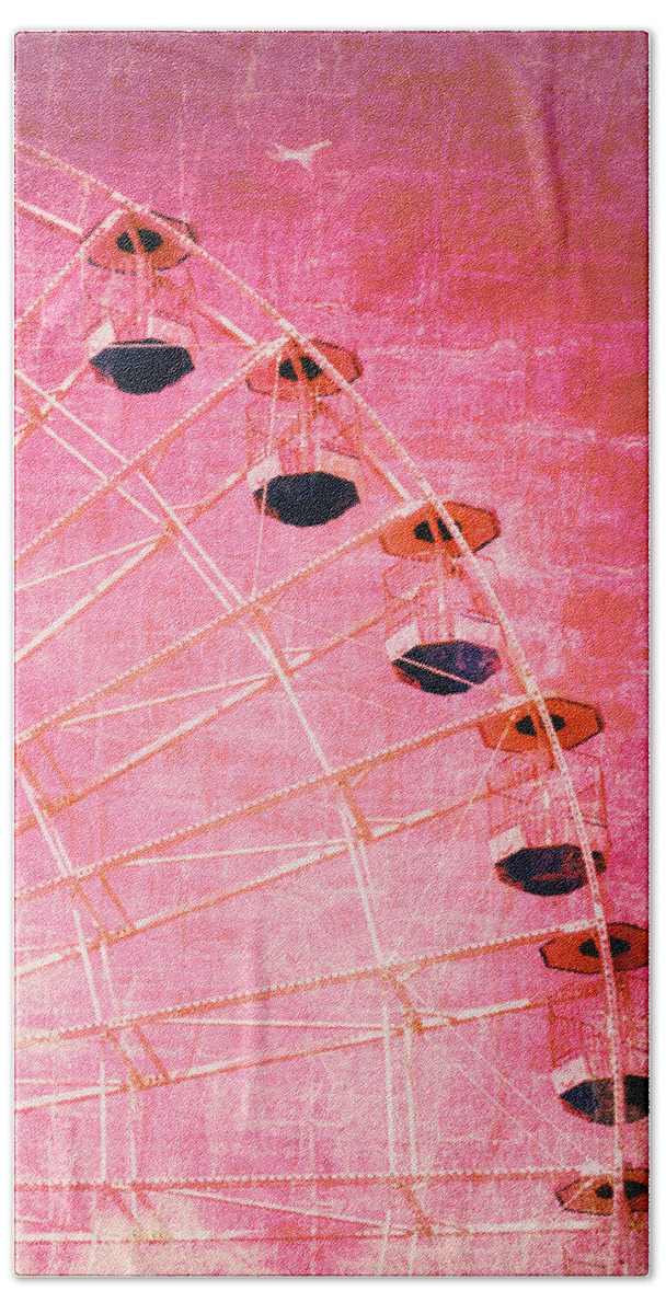 Jersey Shore Bath Towel featuring the photograph Wonder Wheel and Plane Series 3 Red by Marianne Campolongo