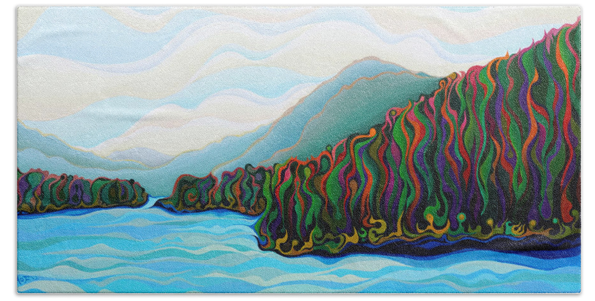 Mountain Bath Towel featuring the painting Woo Hoo Mountains by Amy Ferrari