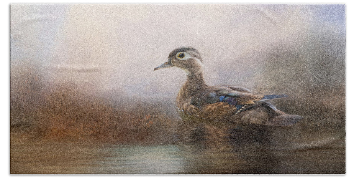 Ducks Hand Towel featuring the photograph Wood Duck by Robin-Lee Vieira