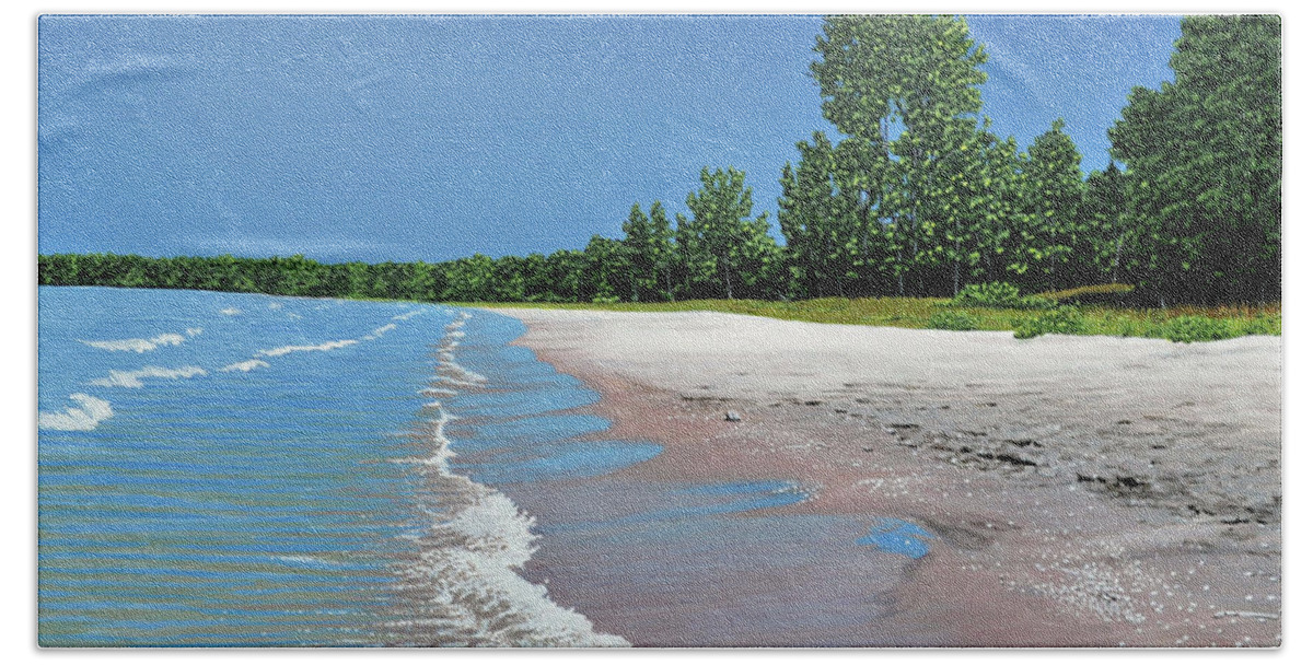 Beach Bath Towel featuring the painting Woodland Beach by Kenneth M Kirsch