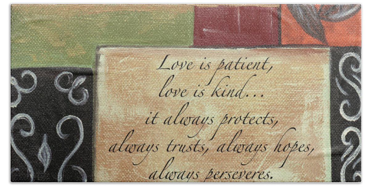 Love Bath Sheet featuring the painting Words To Live By Love by Debbie DeWitt