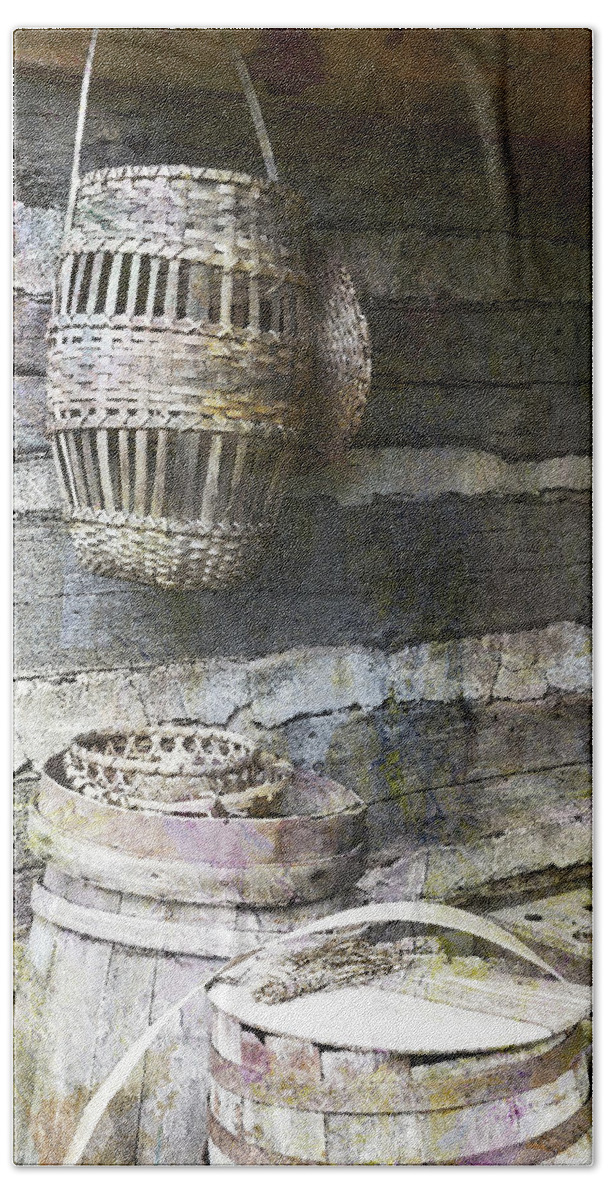 Barn Hand Towel featuring the photograph Woven Wood and Stone II by Char Szabo-Perricelli