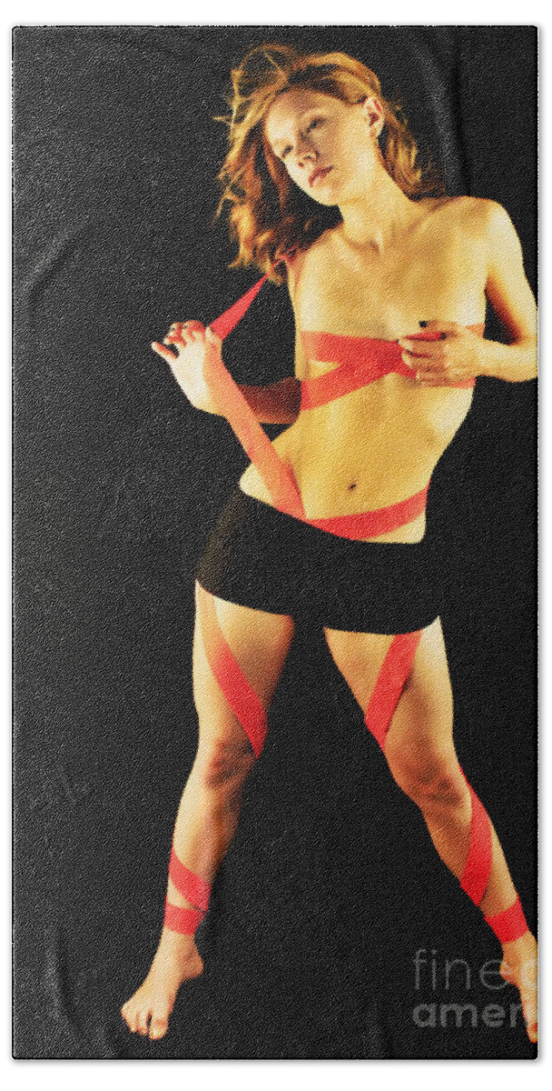 Fetish Photographs Hand Towel featuring the photograph Wrapped in red by Robert WK Clark