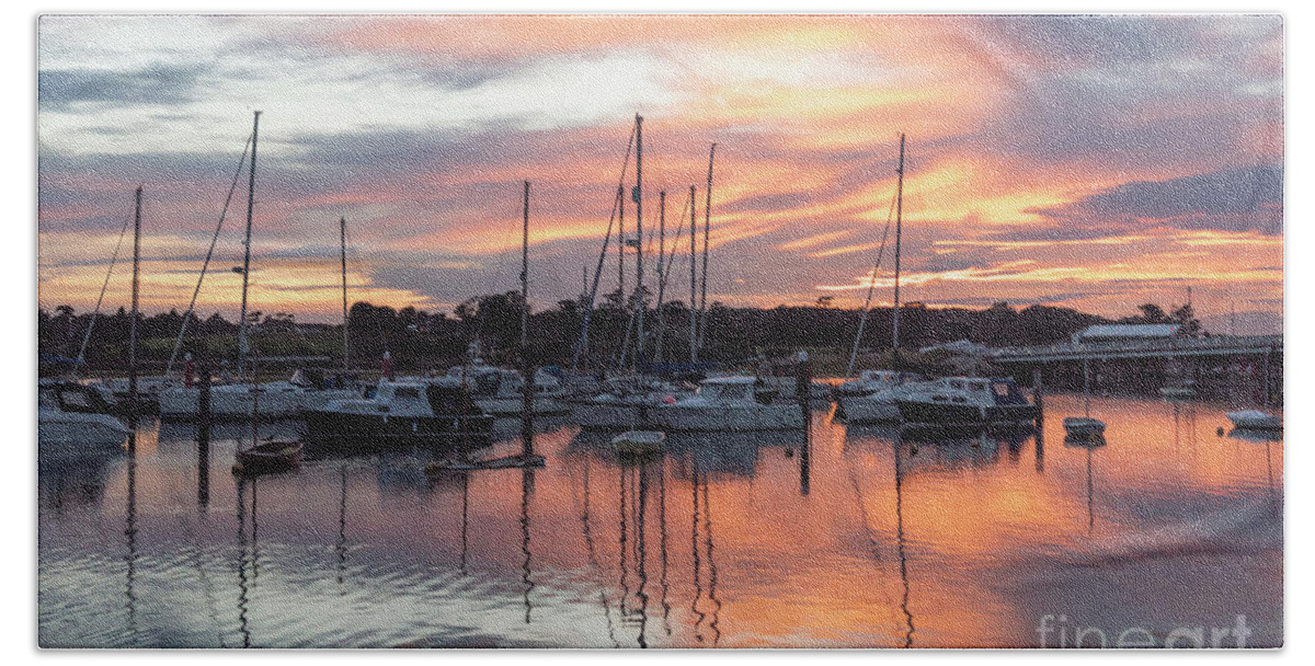 Sun Hand Towel featuring the photograph Yarmouth Harbour Sunset by Clayton Bastiani