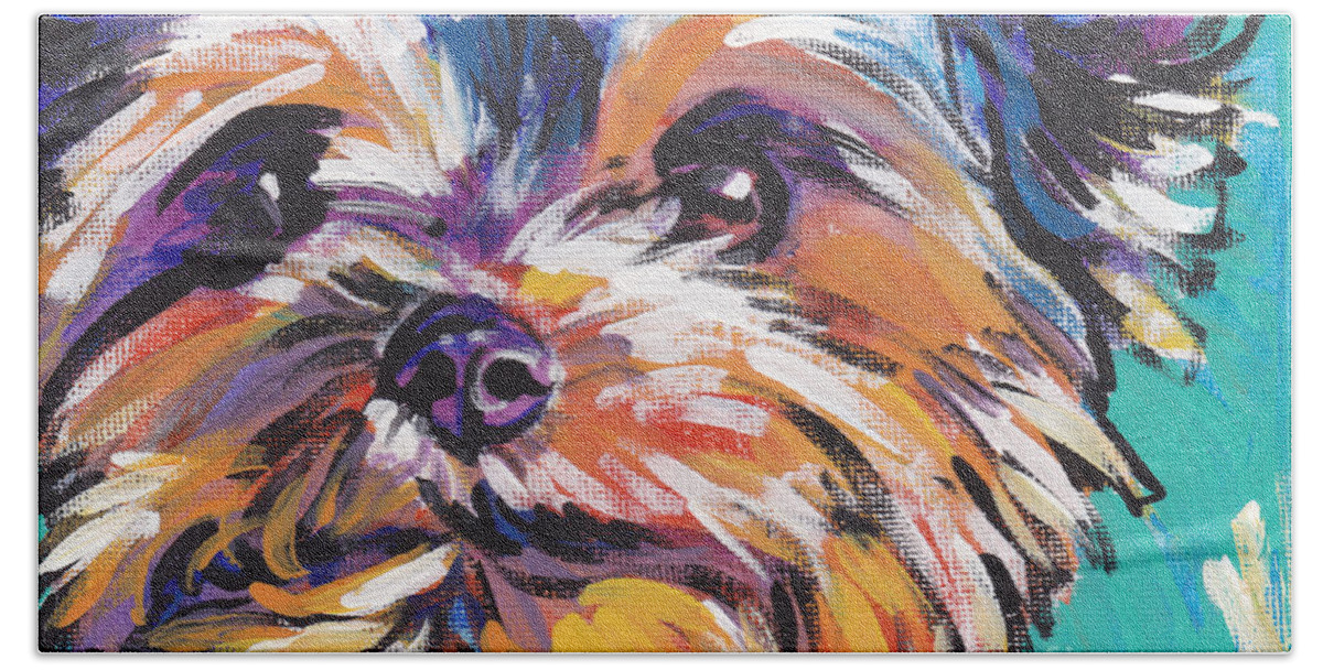 Yorkshire Terrier Hand Towel featuring the painting Yay Yorkie by Lea S