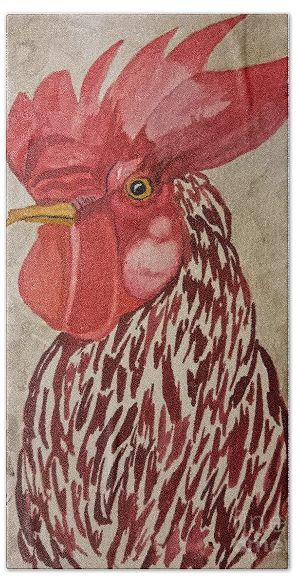 Year Of The Rooster 2017 Hand Towel featuring the painting Year of the Rooster 2017 by Maria Urso