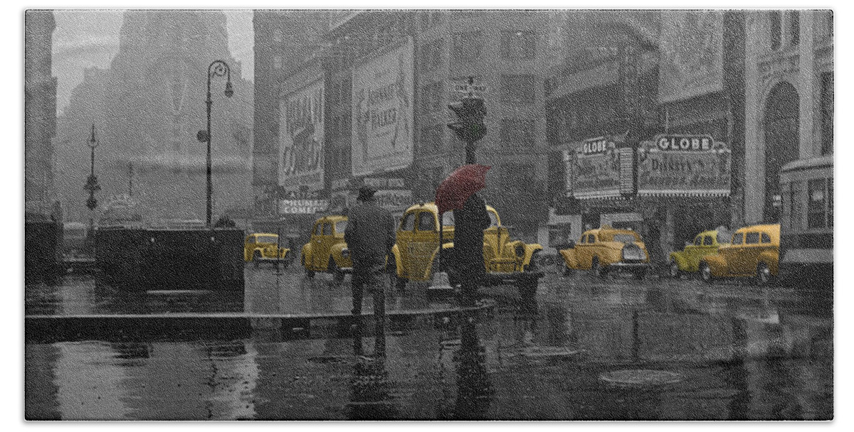 Times Square Hand Towel featuring the photograph Yellow Cabs New York by Andrew Fare