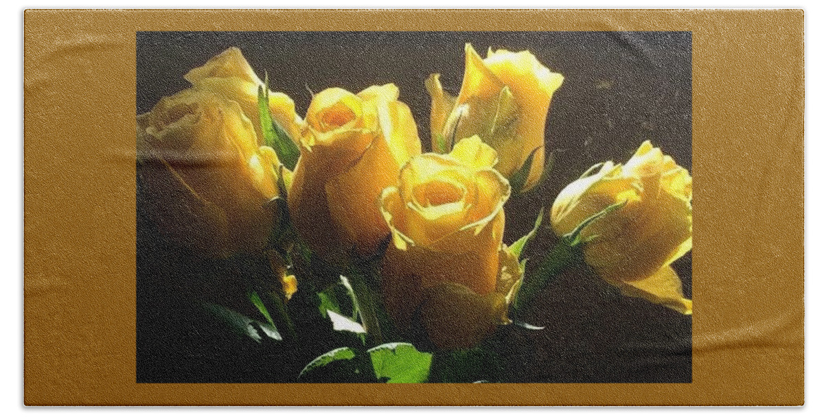 Yellow Bath Towel featuring the photograph Yellow Roses by Phyllis Mosley
