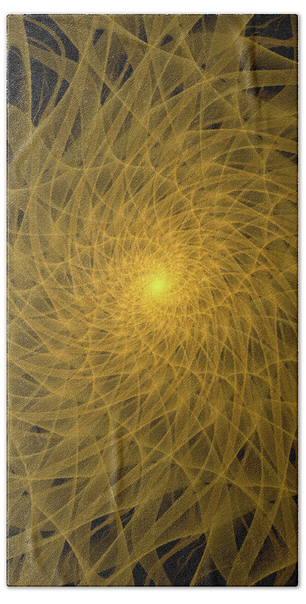 Black Hand Towel featuring the digital art Yellow Spiral by Tim Abeln