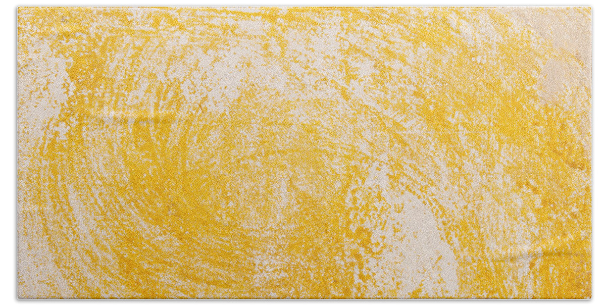 Abstract Bath Towel featuring the photograph Yellow textured wall background by Michalakis Ppalis