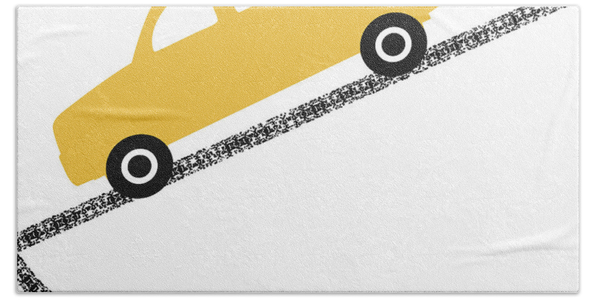 Car Hand Towel featuring the digital art Yellow Truck On Road- Art by Linda Woods by Linda Woods