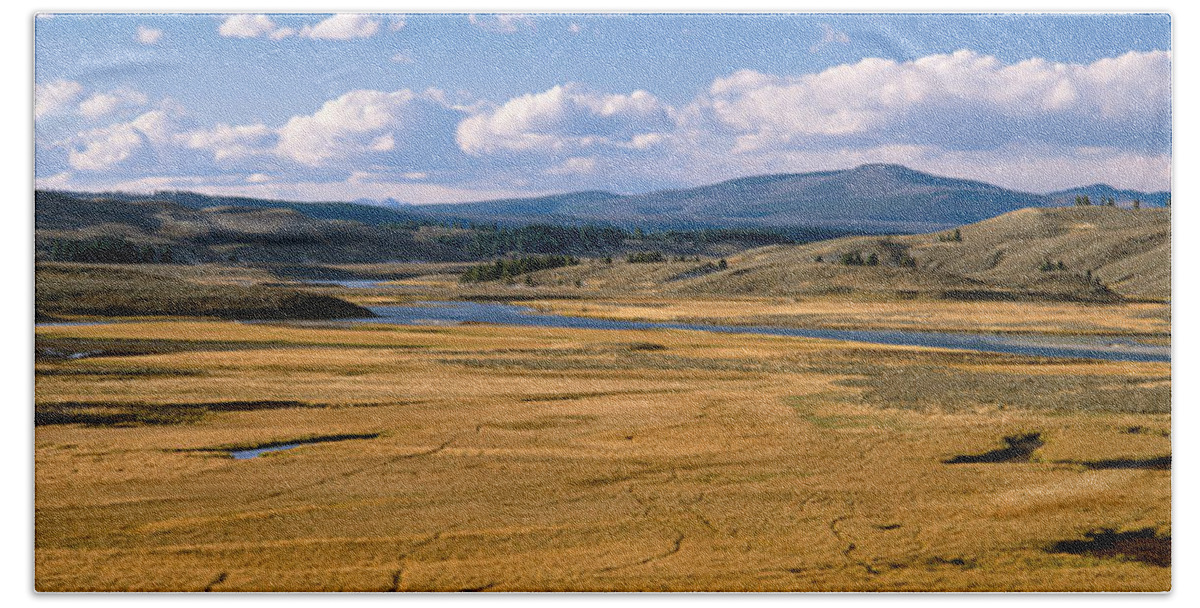 Photography Bath Towel featuring the photograph Yellowstone River In Hayden Valley by Panoramic Images