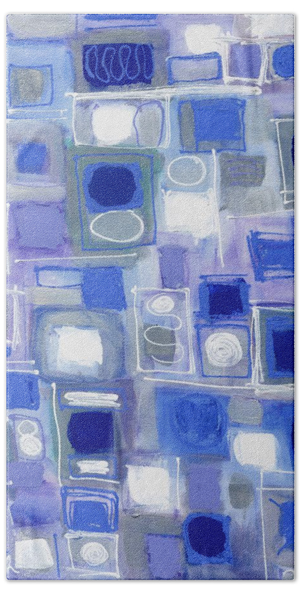 Abstract Bath Towel featuring the painting Yin Yang Block by Lynne Taetzsch