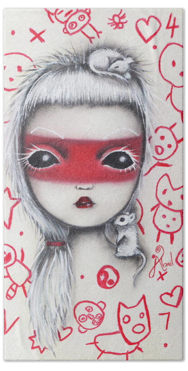 Inspired By Die Antwoord Hand Towel featuring the painting Yo by Abril Andrade