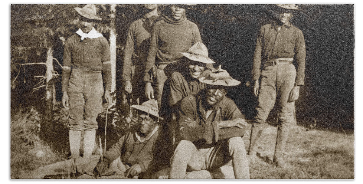 African-american Hand Towel featuring the photograph Yosemite National Parks Buffalo Soldiers circa 1899 by Monterey County Historical Society