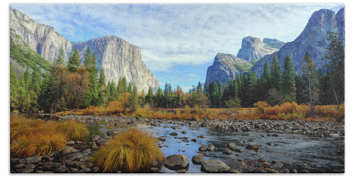 Mark Whitt Hand Towel featuring the photograph Yosemite Valley View by Mark Whitt