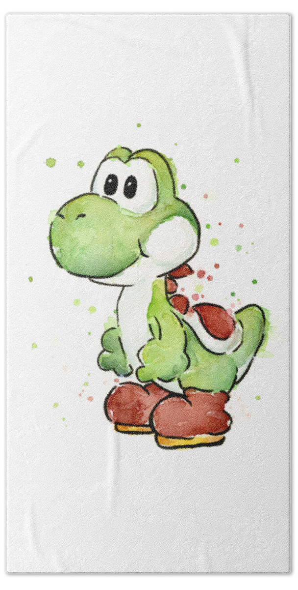 Watercolor Hand Towel featuring the painting Yoshi Watercolor by Olga Shvartsur