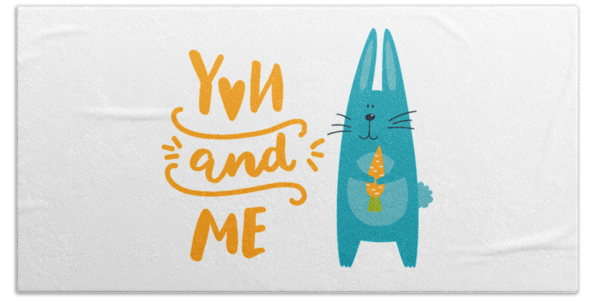 You Hand Towel featuring the digital art You and Me Bunny Rabbit by Edward Fielding