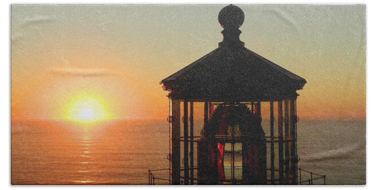 Cape Meares Lighthouse Bath Towel featuring the photograph You Light Up My Life by Gallery Of Hope 