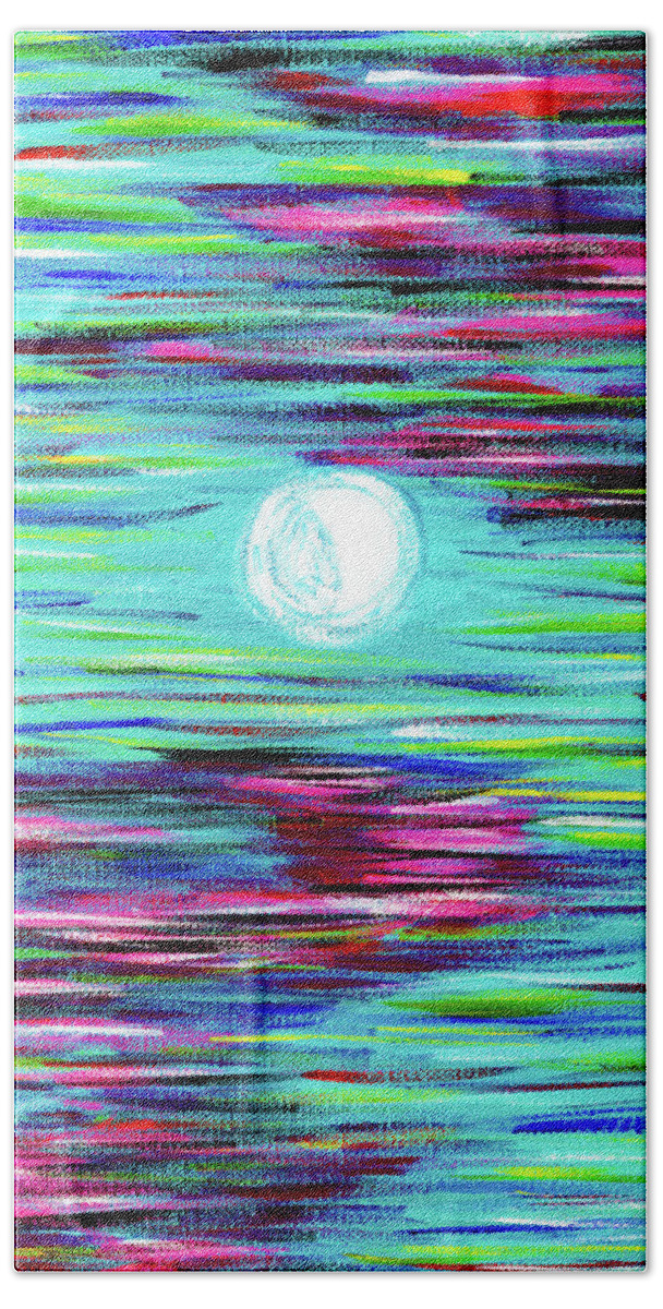 Landscape Hand Towel featuring the painting Young Moon by Meghan Elizabeth