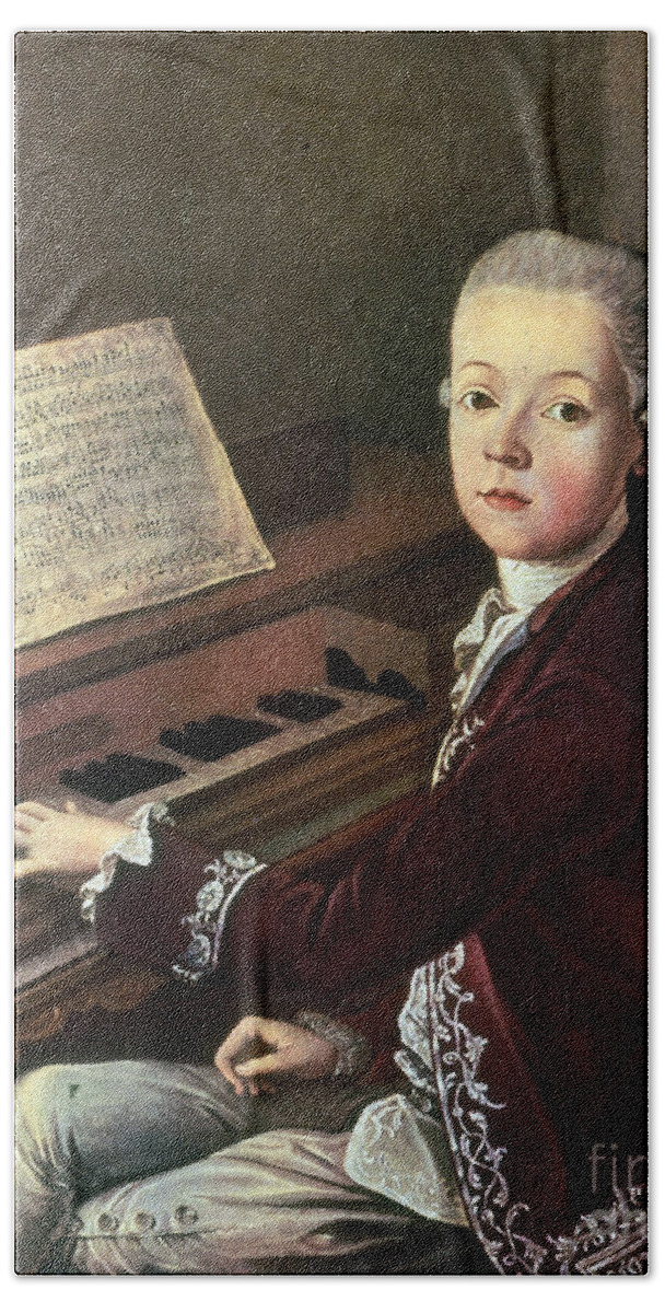 Fine Arts Hand Towel featuring the photograph Young Wolfgang Amadeus Mozart by Science Source