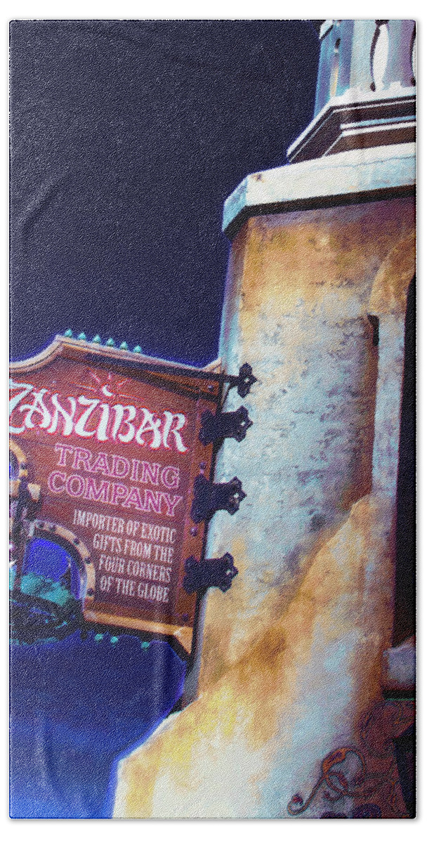 Magic Kingdom Hand Towel featuring the photograph Zanzibar Trading Company by Mark Andrew Thomas