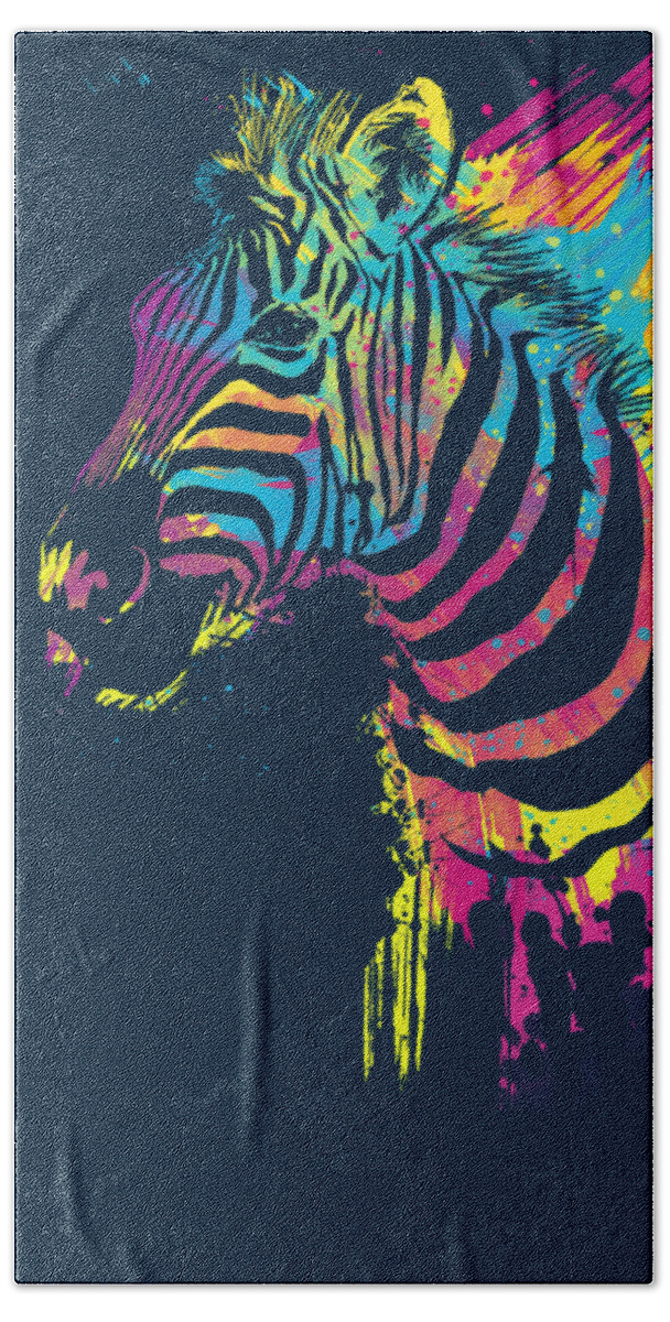 Zebra Bath Towel featuring the digital art Zebra Splatters by Olga Shvartsur