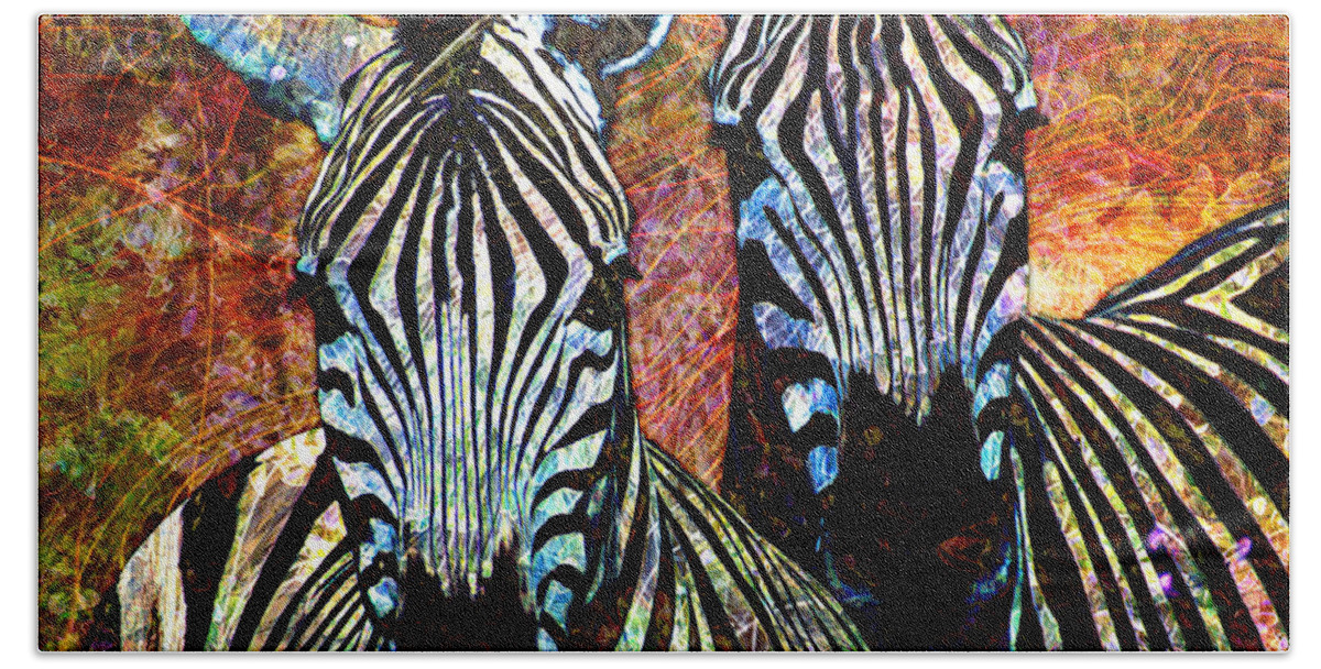 Zebra Bath Towel featuring the digital art Zebras by Barbara Berney