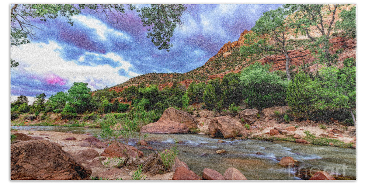 Long Hand Towel featuring the photograph Zion at Daybreak by Jim DeLillo