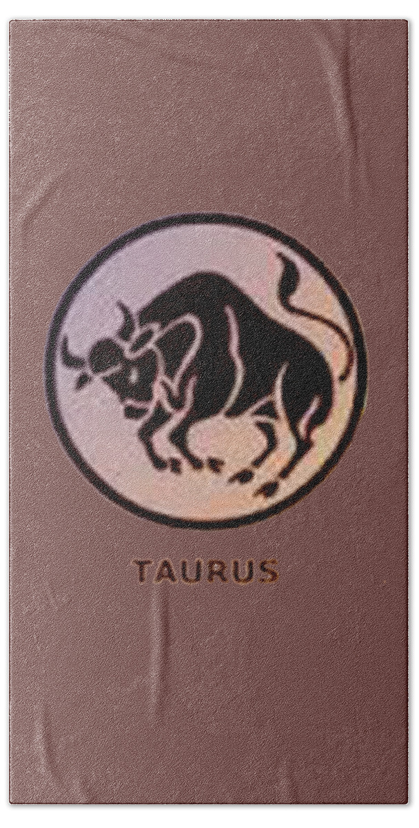  Bath Towel featuring the painting Zodiac Taurus T-shirt by Herb Strobino
