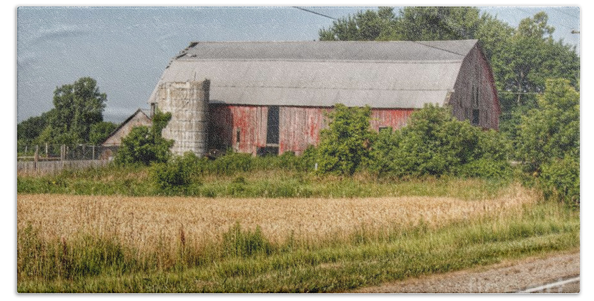 Barn Bath Towel featuring the photograph 0313 - Dodge Roads Old Red by Sheryl L Sutter