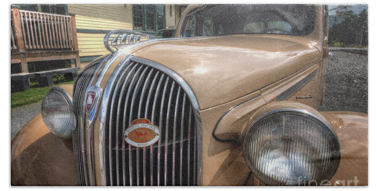 1938 Plymouth Bath Towel featuring the photograph 1938 Plymouth by Arttography LLC