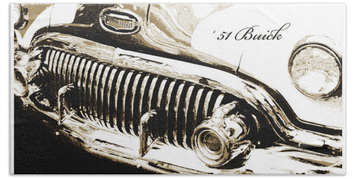 Antique Car Hand Towel featuring the photograph 1951 Buick Super, Digital Art by A Macarthur Gurmankin