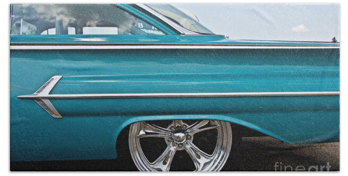 Car Bath Towel featuring the photograph 1960 Chevy Impala #2 by Linda Bianic