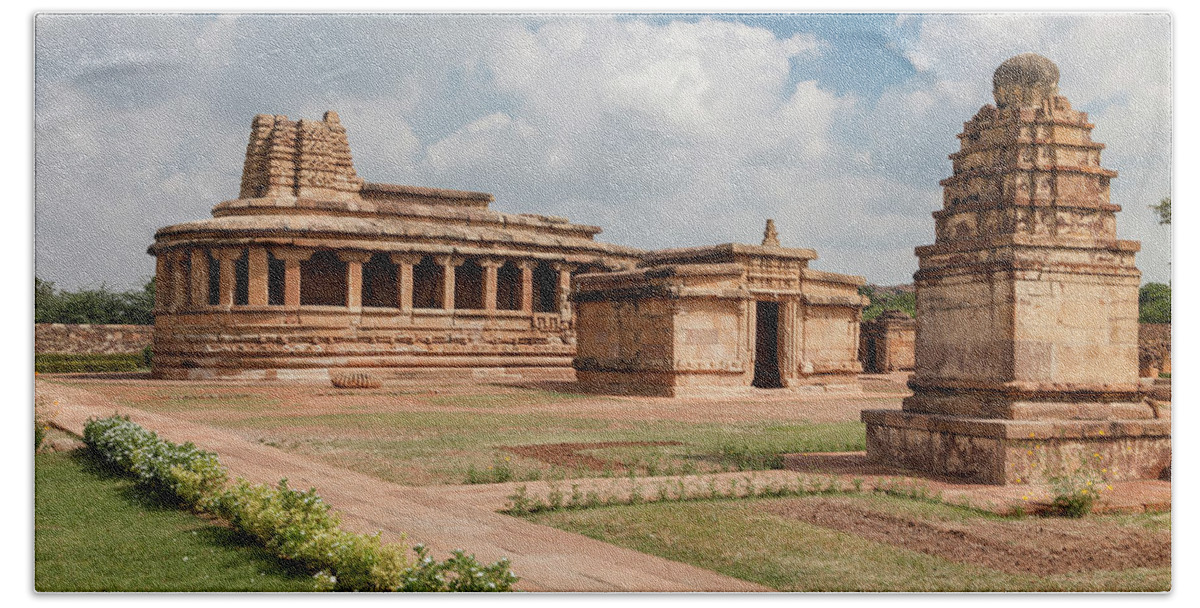 Aihole Hand Towel featuring the photograph Aihole,Durga Temple #1 by Maria Heyens