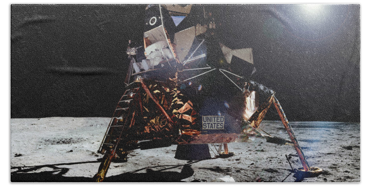 1969 Bath Towel featuring the photograph Apollo 11, Buzz Aldrin Egress, 1969 #1 by Science Source
