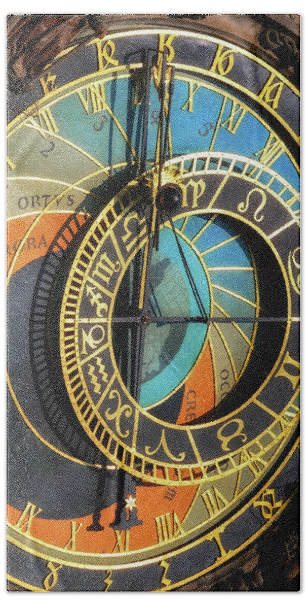 Prague Hand Towel featuring the photograph Astronomical Clock in Prague #2 by Artur Bogacki