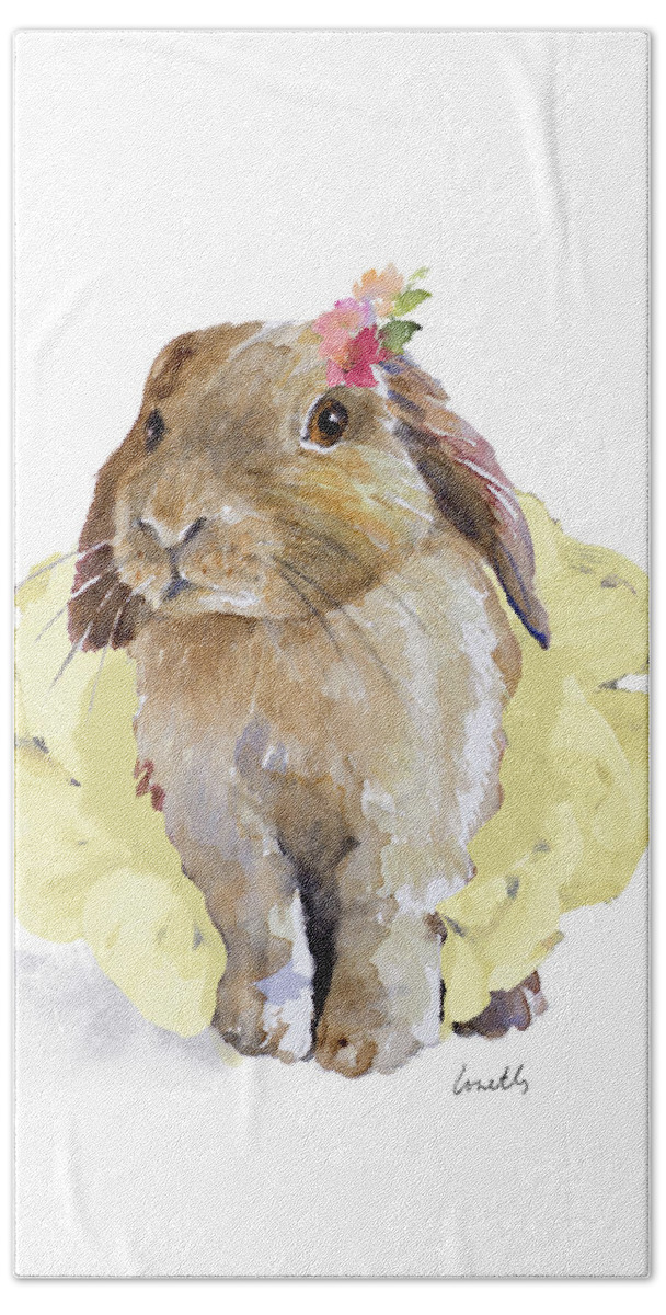 Ballet Hand Towel featuring the painting Ballet Bunny II by Lanie Loreth