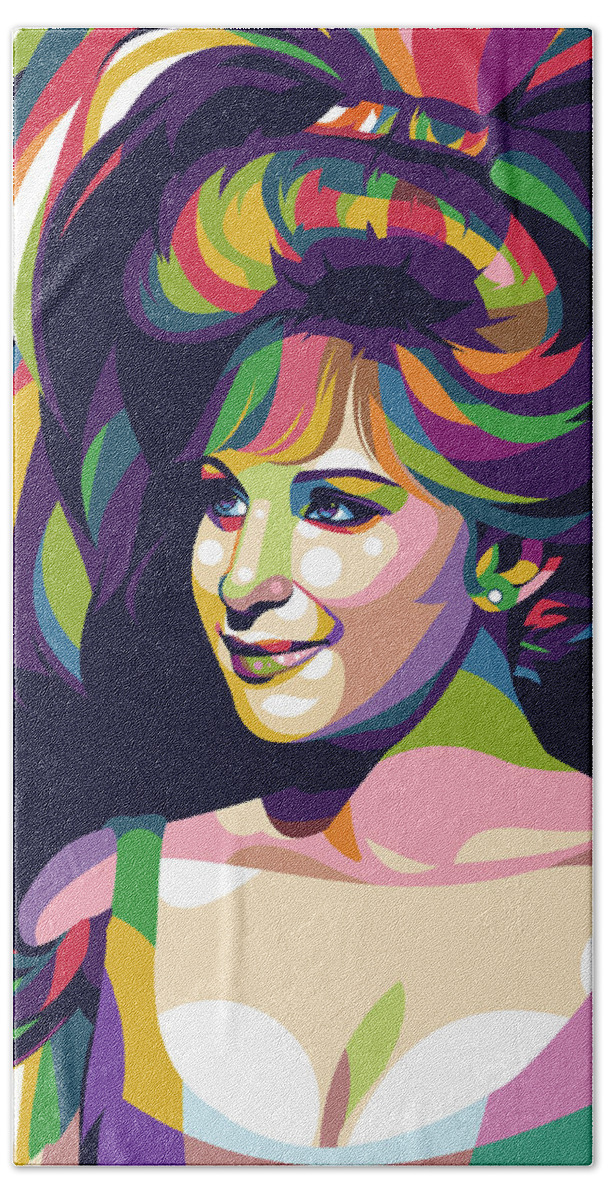 Barbra Hand Towel featuring the digital art Barbra Streisand in Hello Dolly by Stars on Art