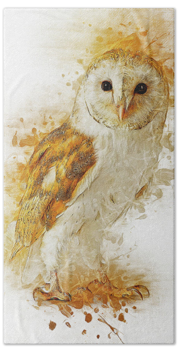 Owl Hand Towel featuring the digital art Barn Owl #1 by Ian Mitchell
