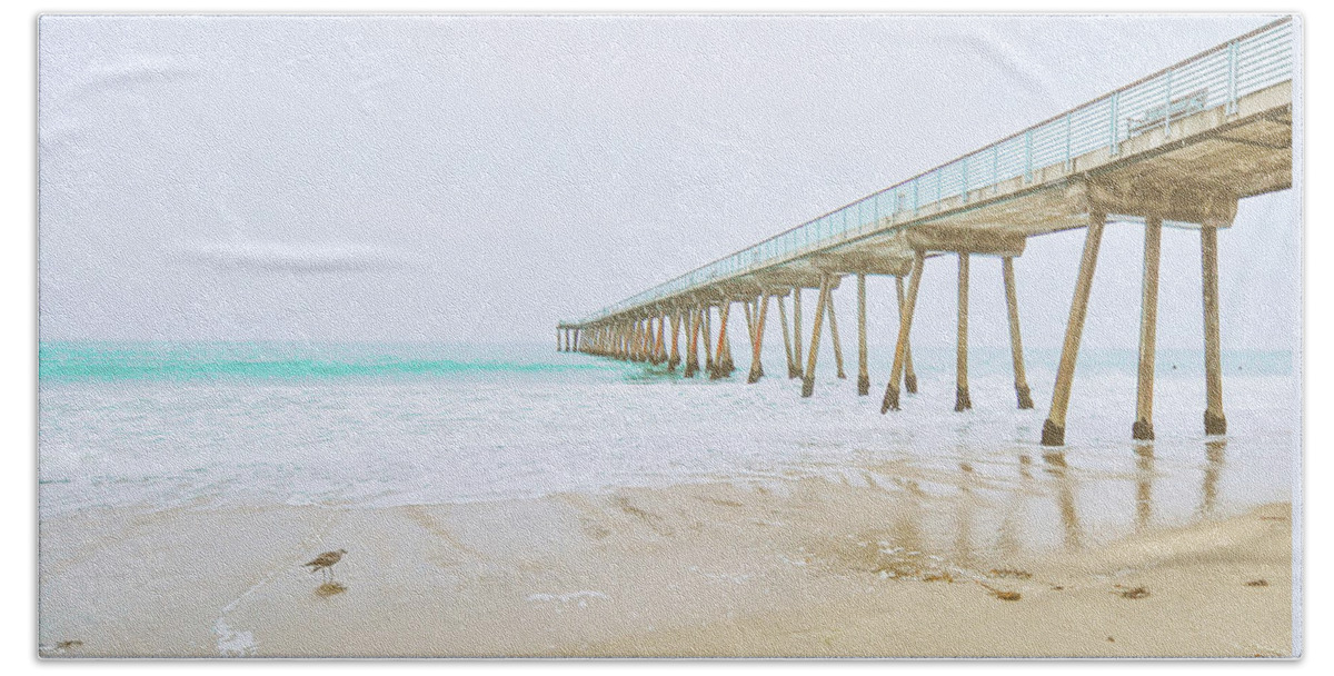 Beach Hand Towel featuring the photograph Beach Pier View #1 by Bill Carson Photography