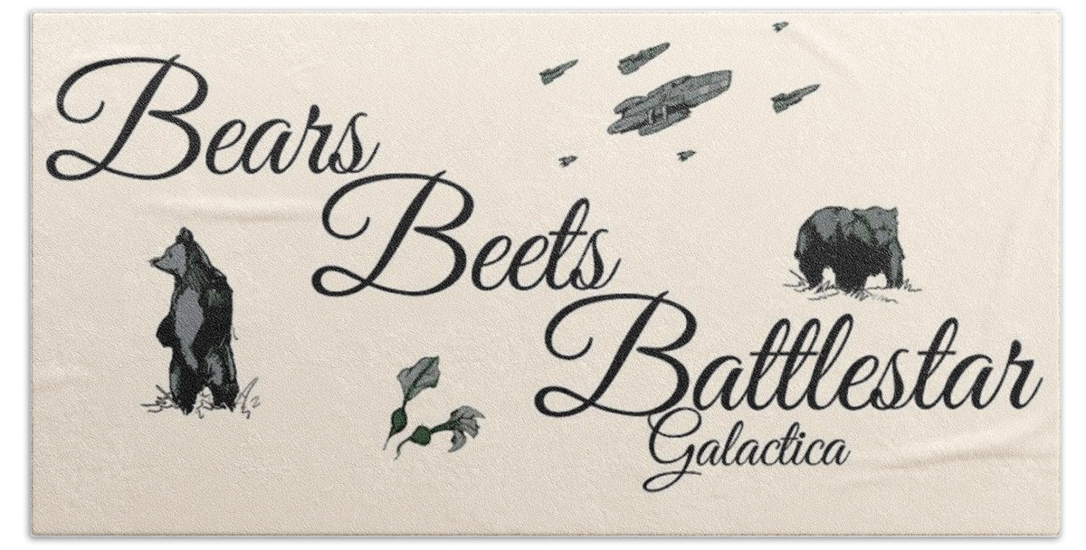 Office Hand Towel featuring the drawing Bears Beets Battlestar by Ludwig Van Bacon