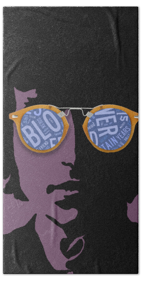 Bob Dylan Bath Towel featuring the mixed media Blowin in The Wind Bob Dylan #1 by Marvin Blaine
