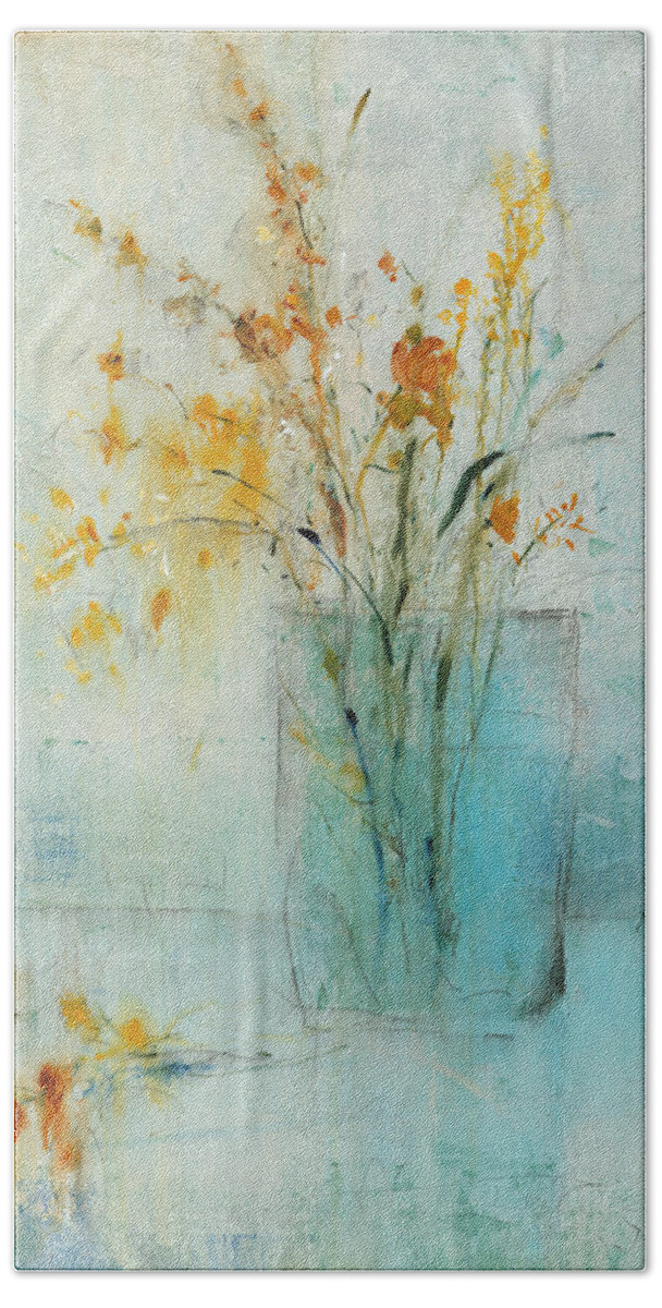 Botanical Bath Towel featuring the painting Blue Container I #1 by Tim Otoole