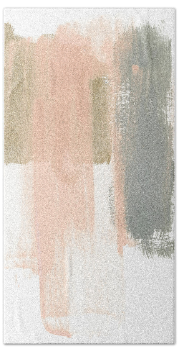 Abstract Hand Towel featuring the painting Blush Abstract Iv by June Erica Vess