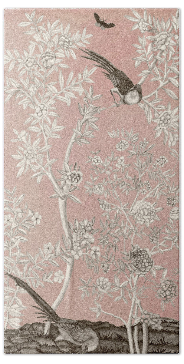 Asian Bath Towel featuring the painting Blush Chinoiserie II #1 by Naomi Mccavitt