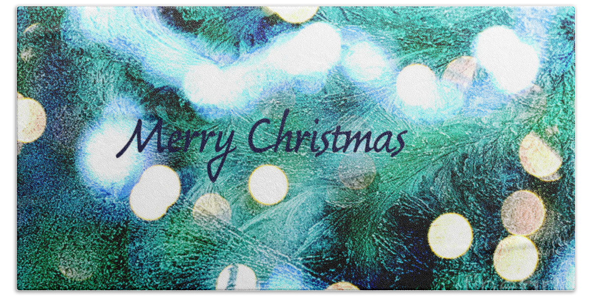 Ice Bath Towel featuring the photograph Merry Christmas in blue green by Patricia Hofmeester
